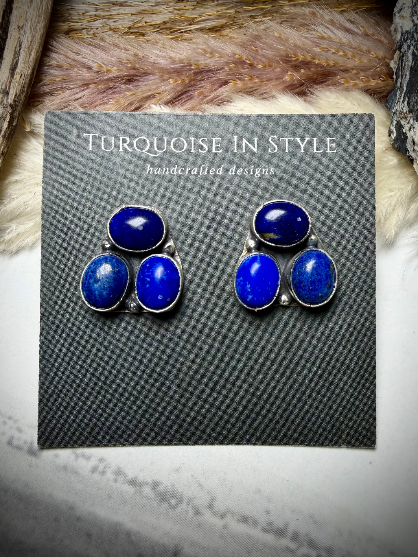 Blue Lapis Cluster Earrings