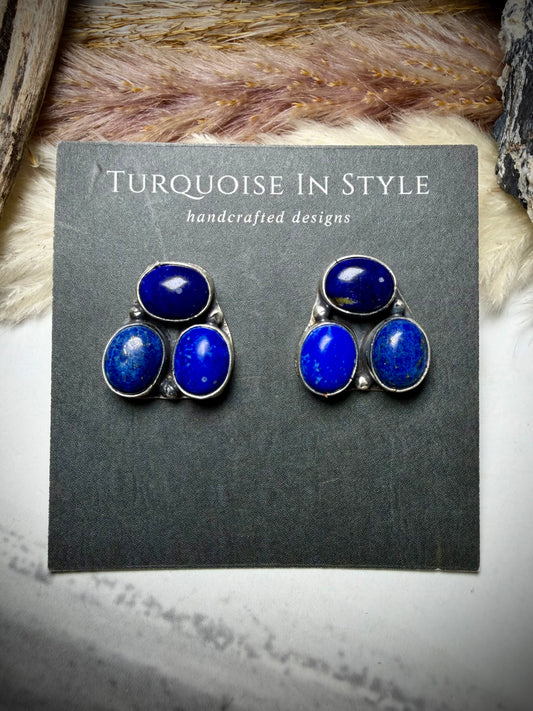 Blue Lapis Cluster Earrings