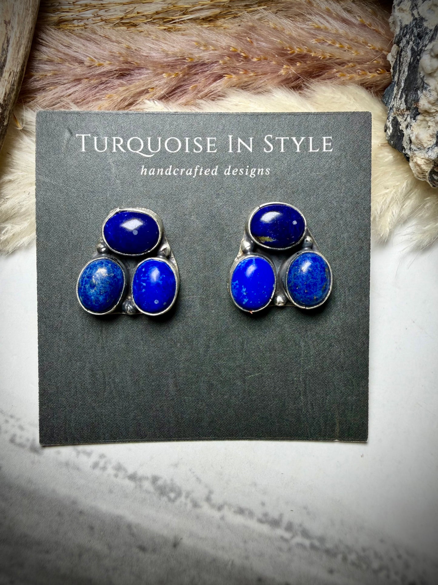 Blue Lapis Cluster Earrings