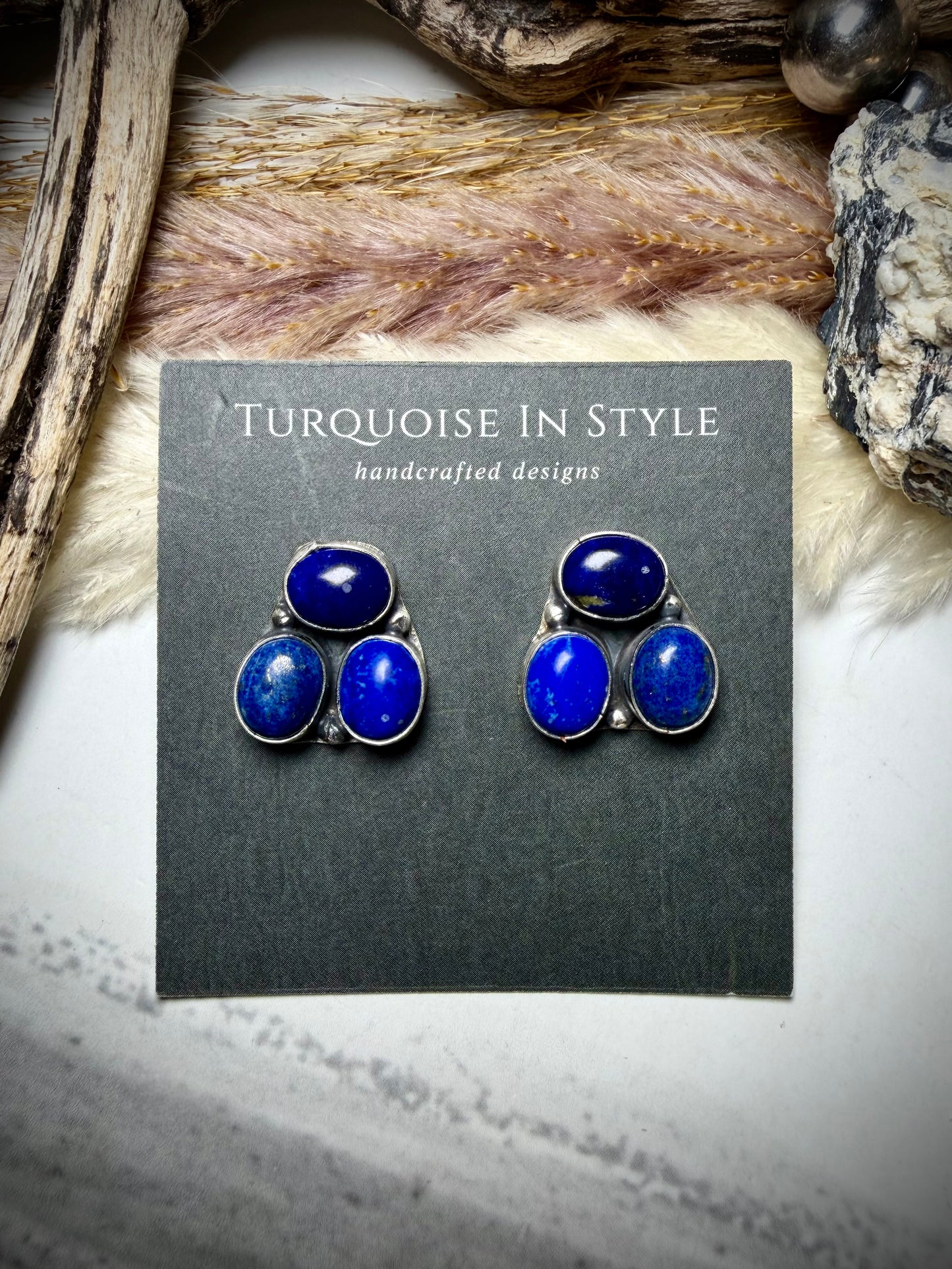 Blue Lapis Cluster Earrings