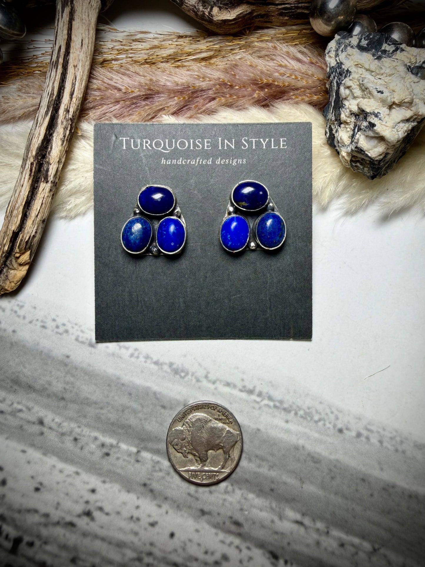 Blue Lapis Cluster Earrings