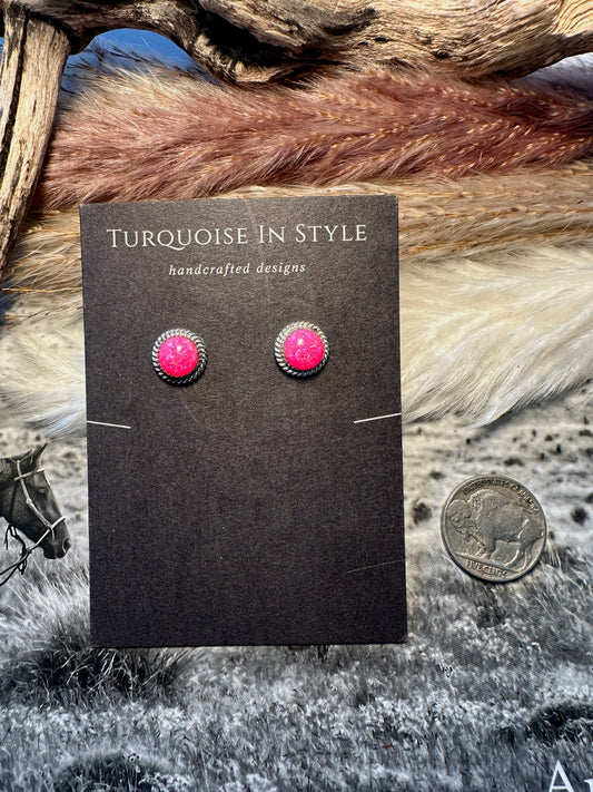 Esther White Pink Opal Studs