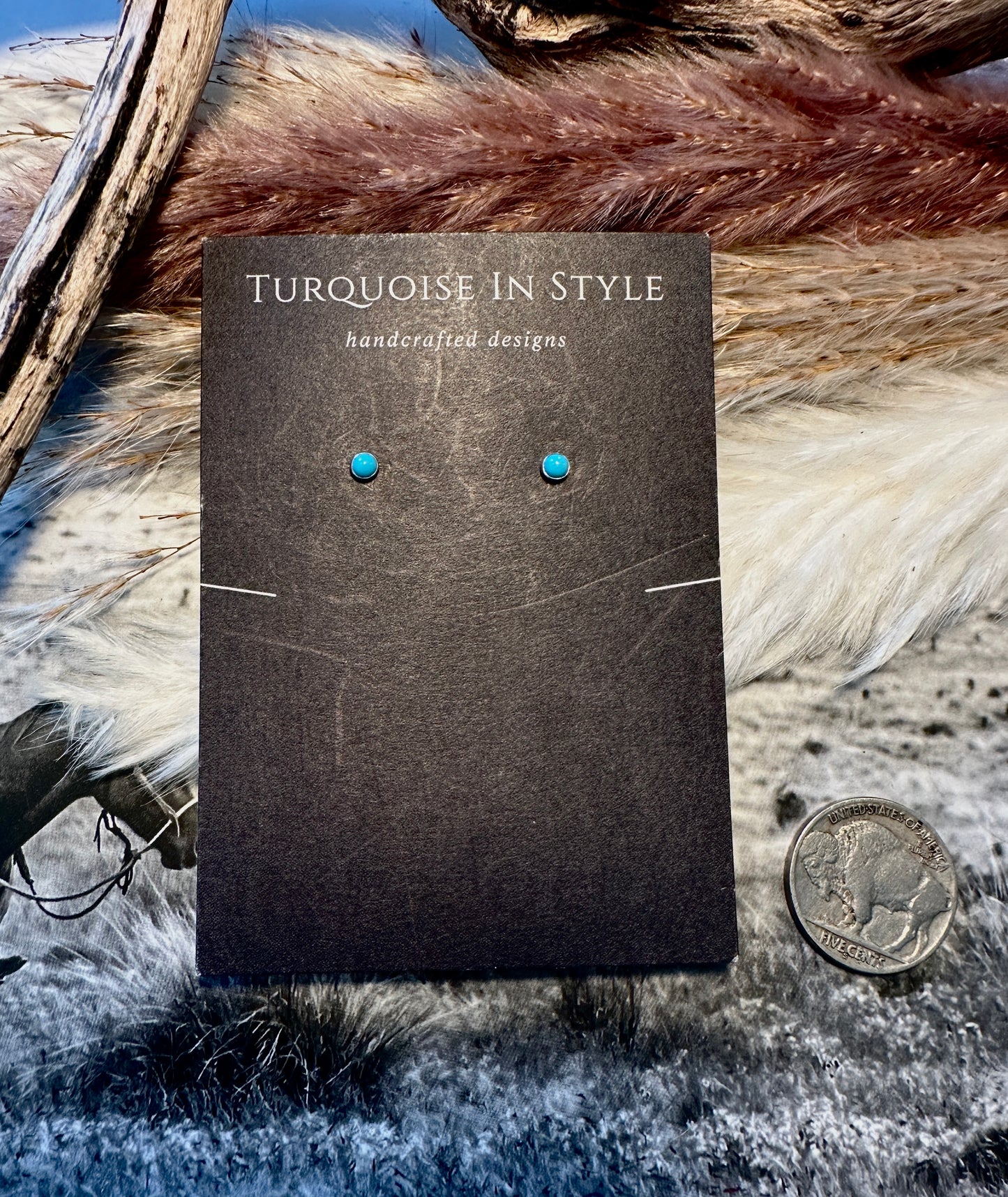 3mm Turquoise Stud Earrings (Smooth Bezel)