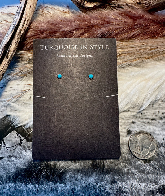 3mm Turquoise Stud Earrings (Serated Bezel)