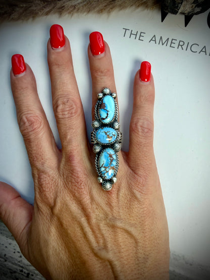 Three Stone Golden Hills Crawler Ring- 7 1/2