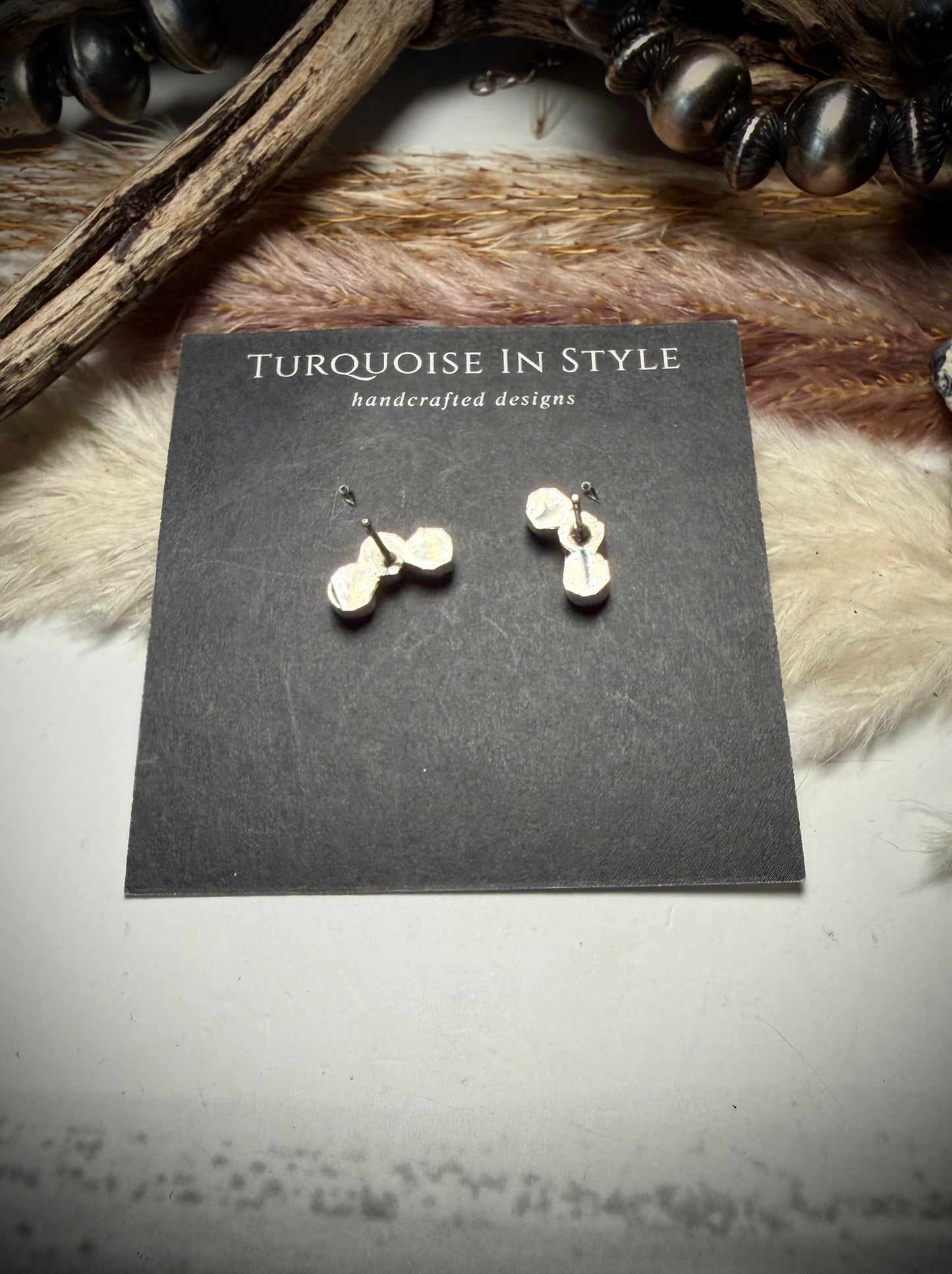 Three Stone Red Coral Studs