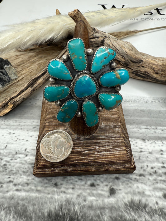 Mixed Mine Turquoise Cluster Ring