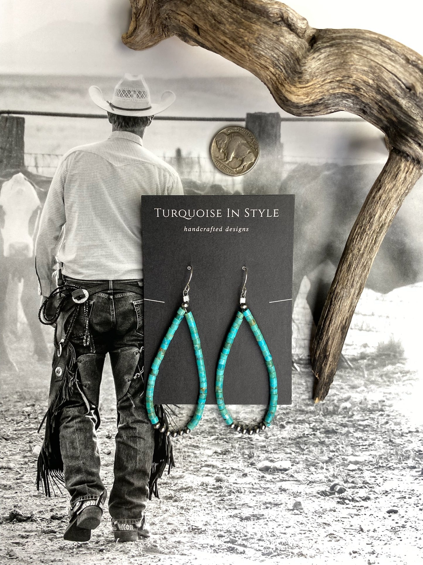 Turquoise Heishi Hoops