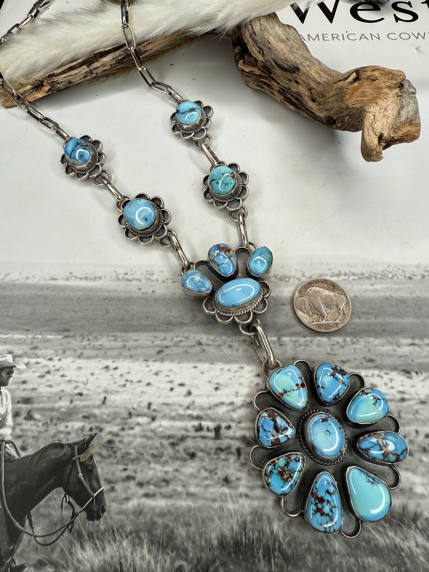 26" T.Nez Golden Hills Turquoise Lariat