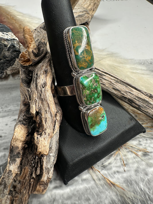 Size 9 3/4 Hand Made Three Stone Ring