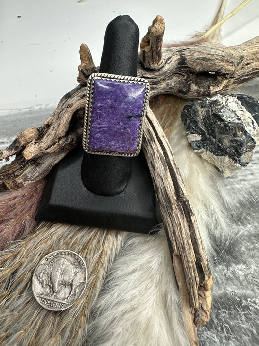 Size 7.5 Charoite Ring Hand Made
