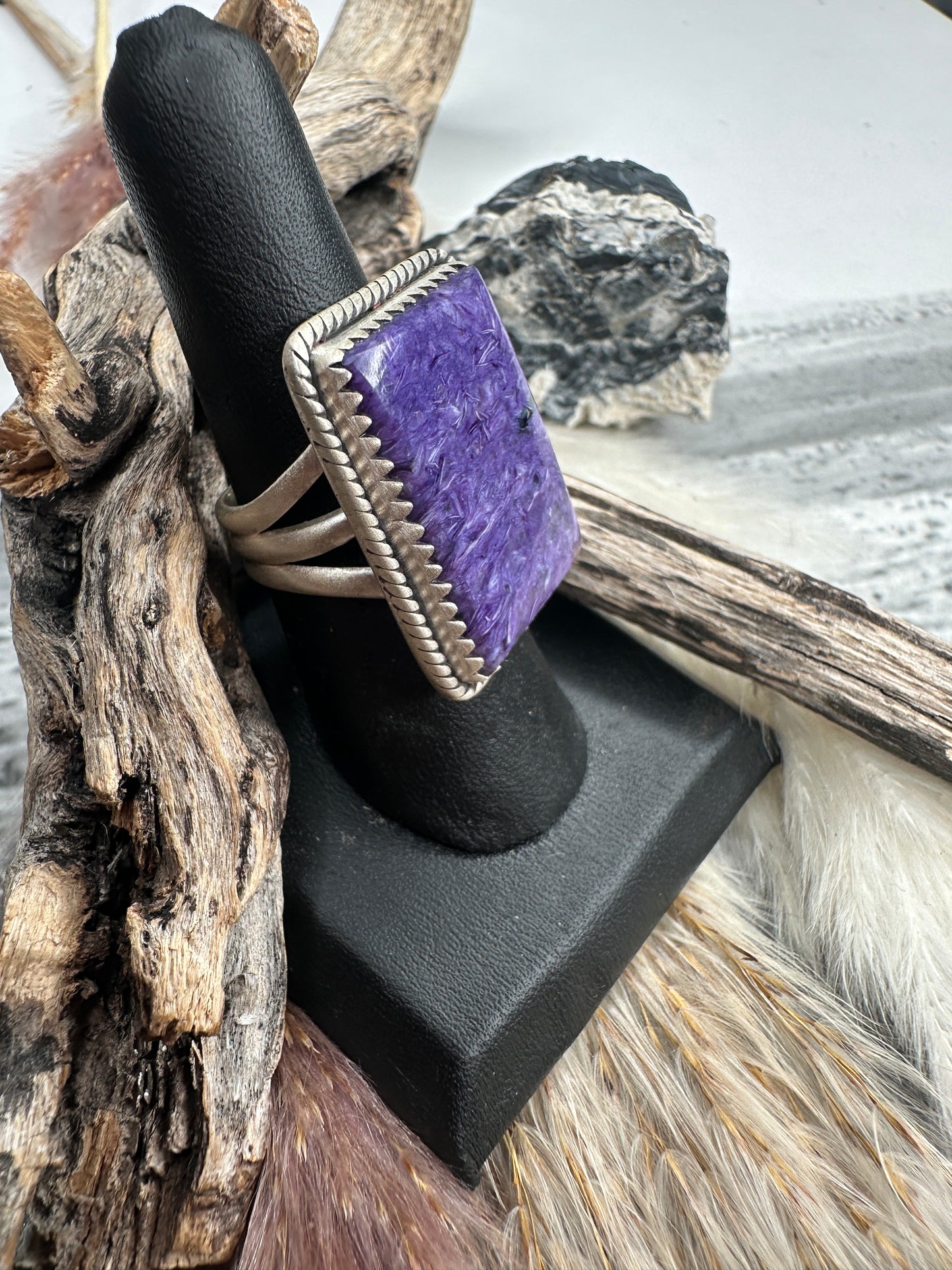 Size 7.5 Charoite Ring Hand Made