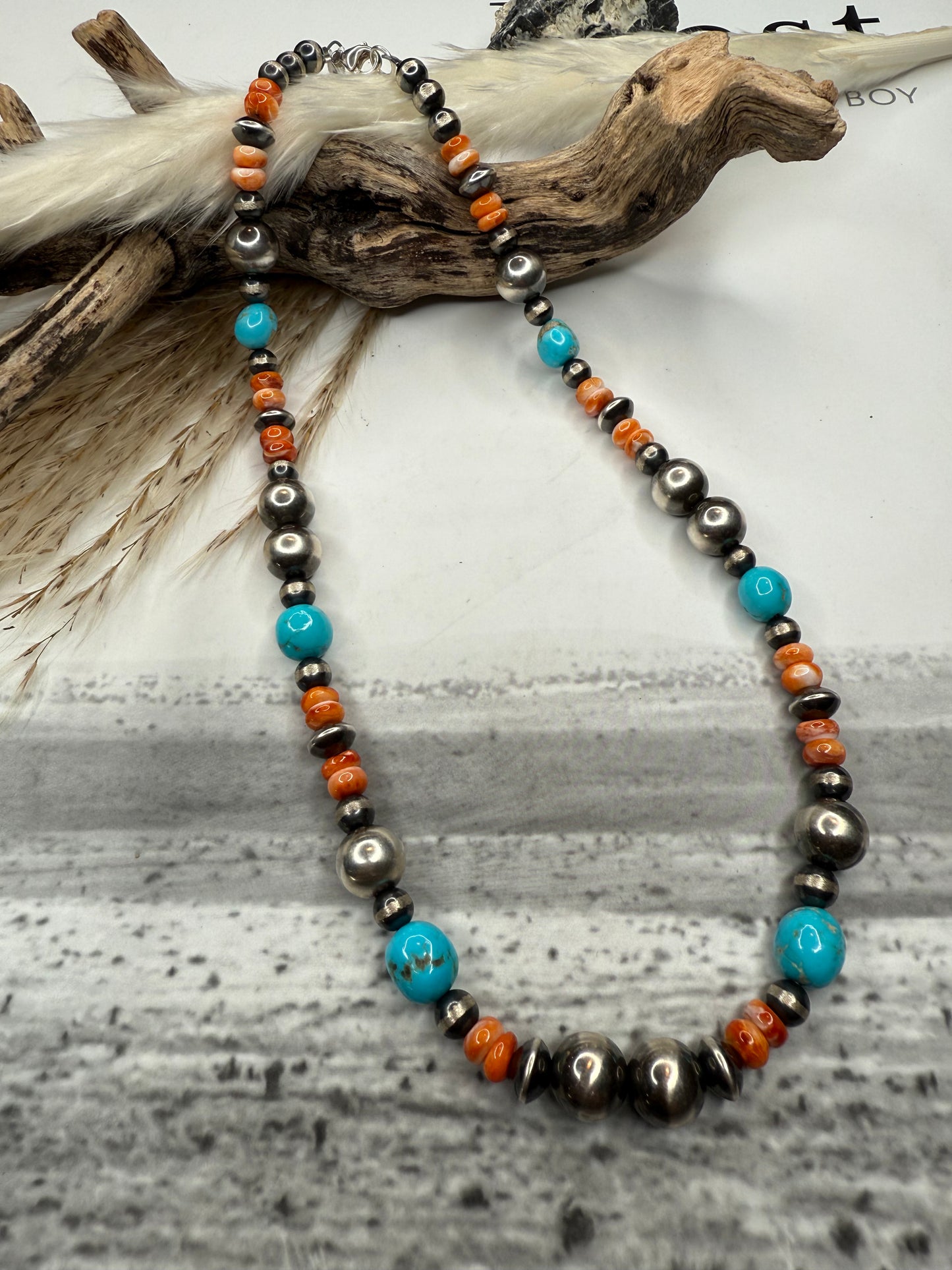 Beautiful Sleeping Beauty, Pearls & Saucers Necklace