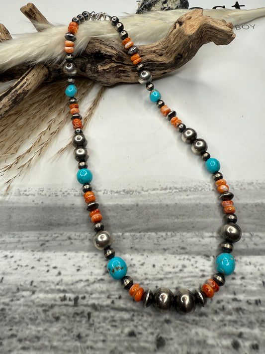 Beautiful Sleeping Beauty, Pearls & Saucers Necklace
