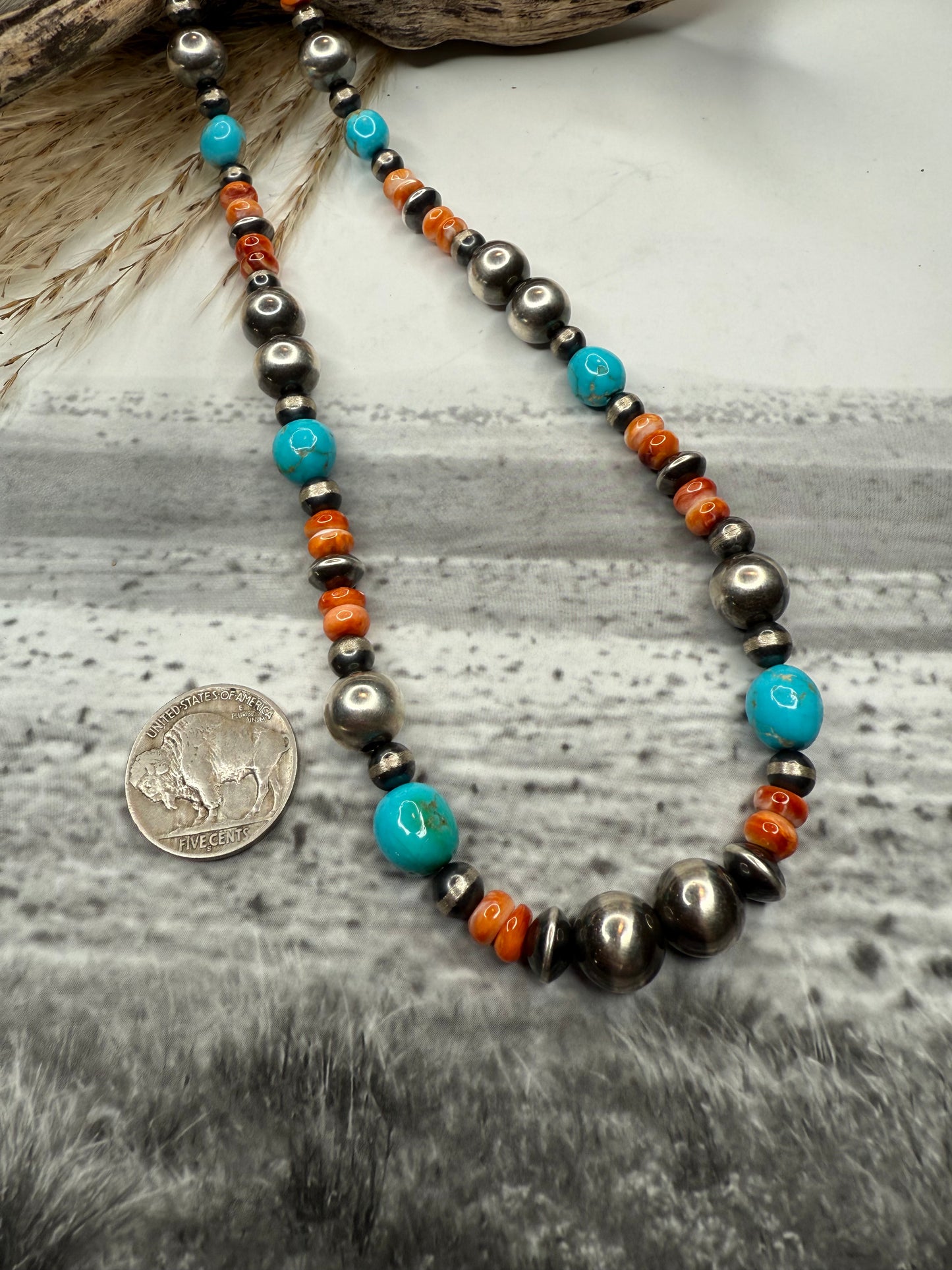 Beautiful Sleeping Beauty, Pearls & Saucers Necklace