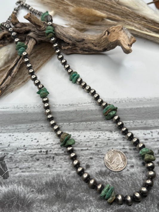 Stunning 30" 8mm Pearls & Green Turquoise