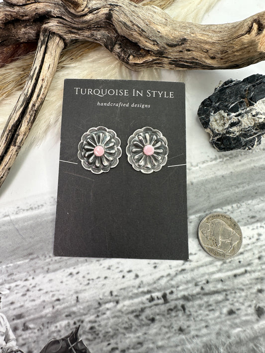 Pink Conch Concho Earrings