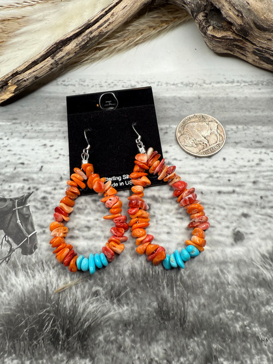 Red and Orange Spiny with Sleeping Beauty Earrings