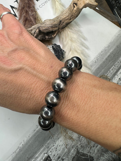 12mm Sterling Pearl Stretch Bracelet
