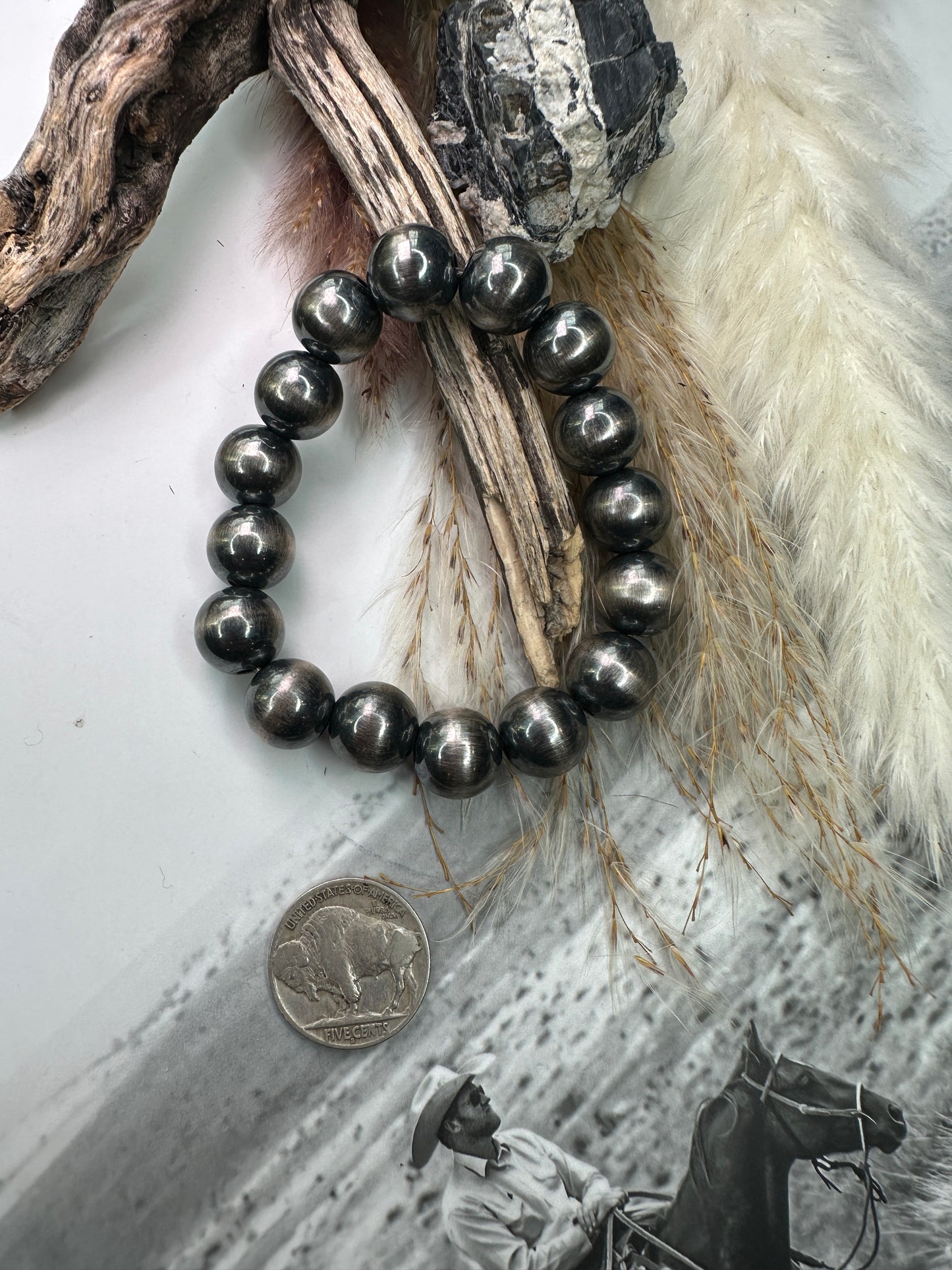 12mm Sterling Pearl Stretch Bracelet