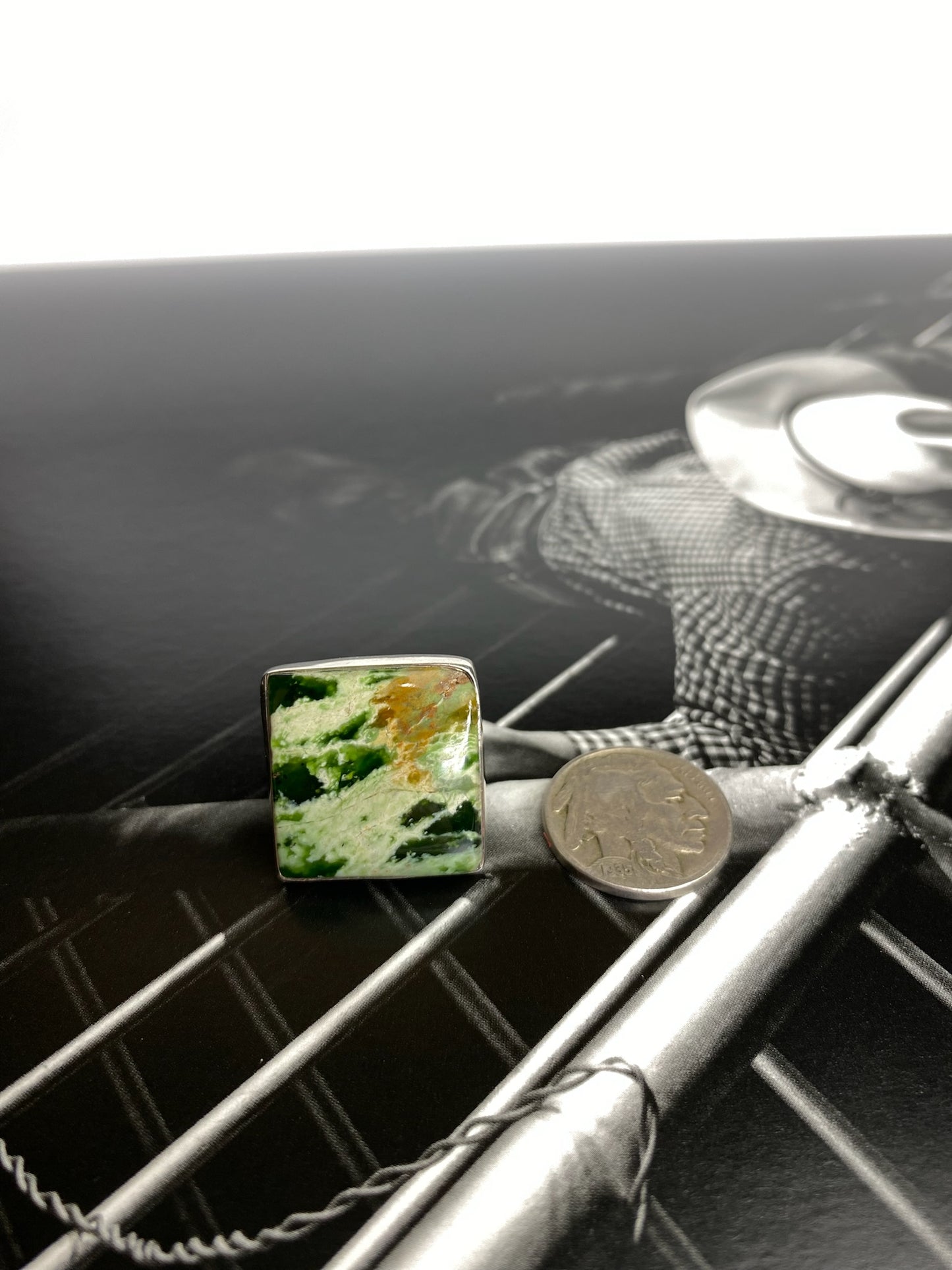 Adjustable Chrome Chalcedony Ring