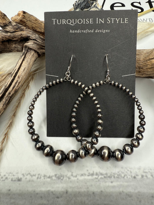 Graduated Sterling Pearl Hoops