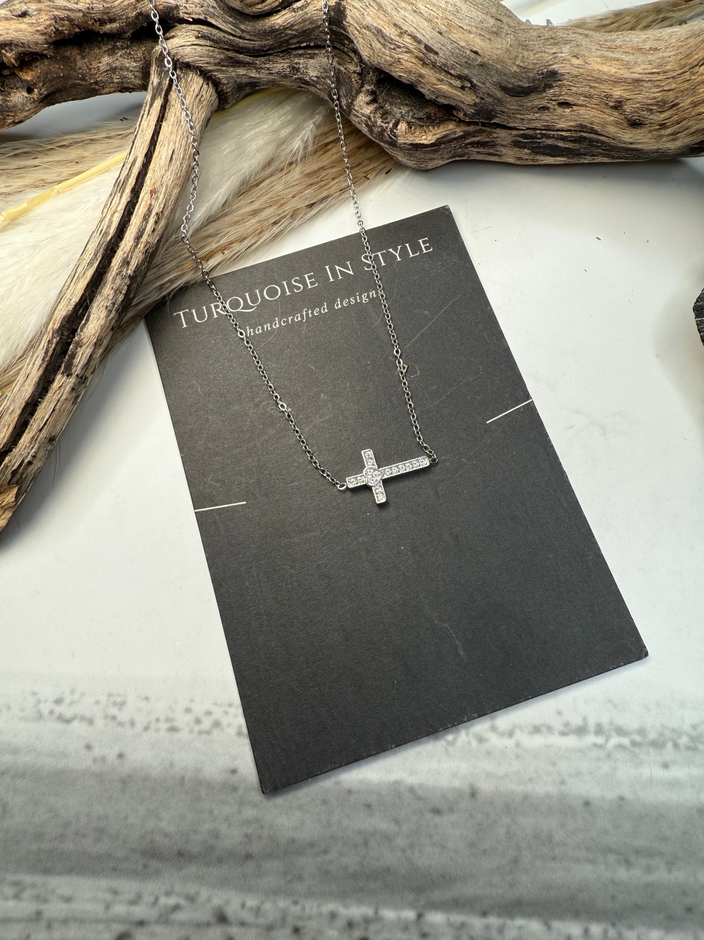 East to West Cross Necklace