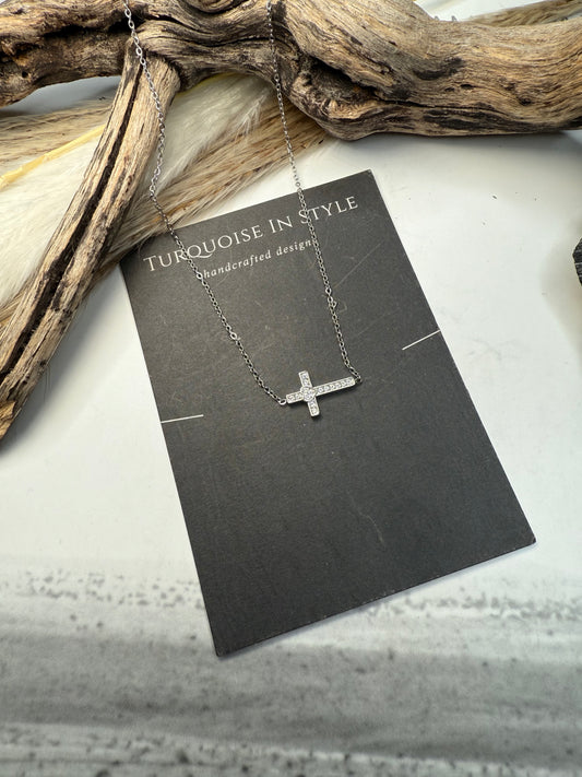 East to West Cross Necklace