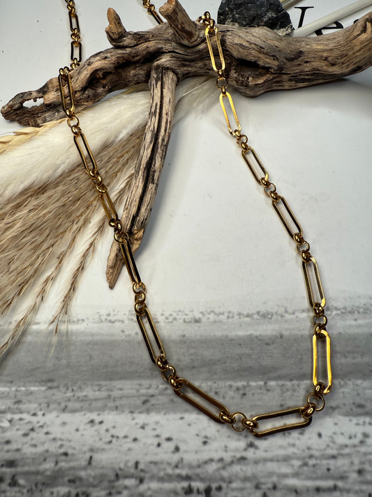 37.5" Golden Thick Paperclip Chain
