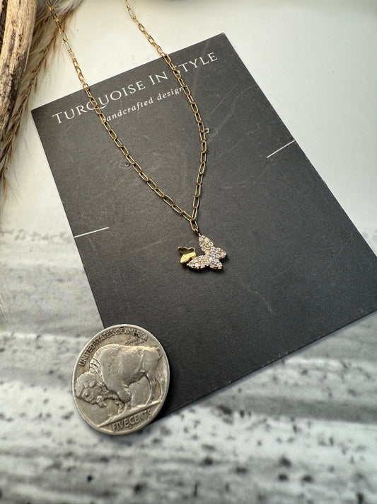 Golden Dainty Paperclip with Butterfly