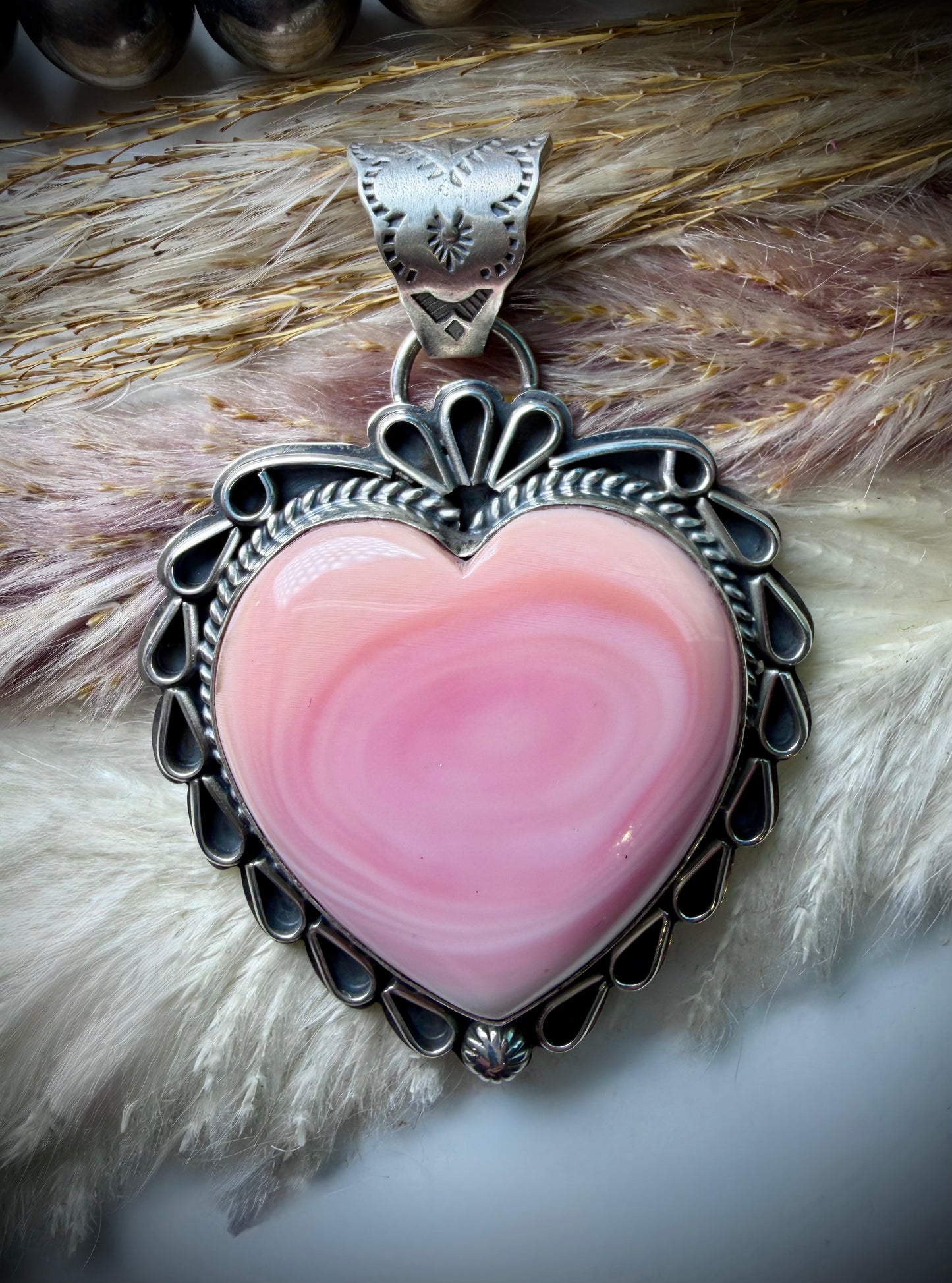 Pink Conch Heart Pendant