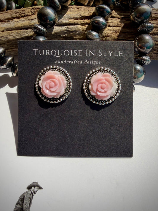 Pink Rose Earrings
