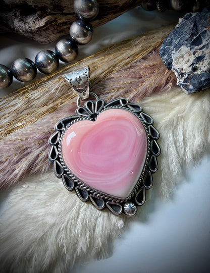 Pink Conch Heart Pendant