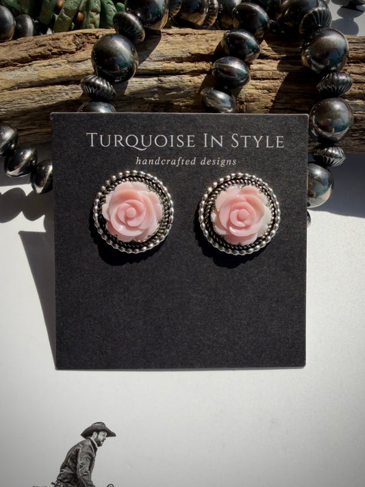 Pink Rose Earrings