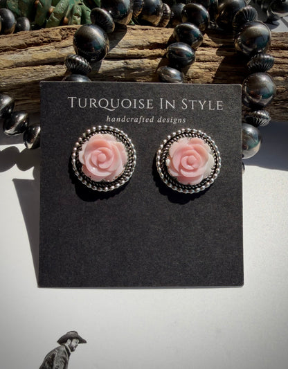 Pink Rose Earrings
