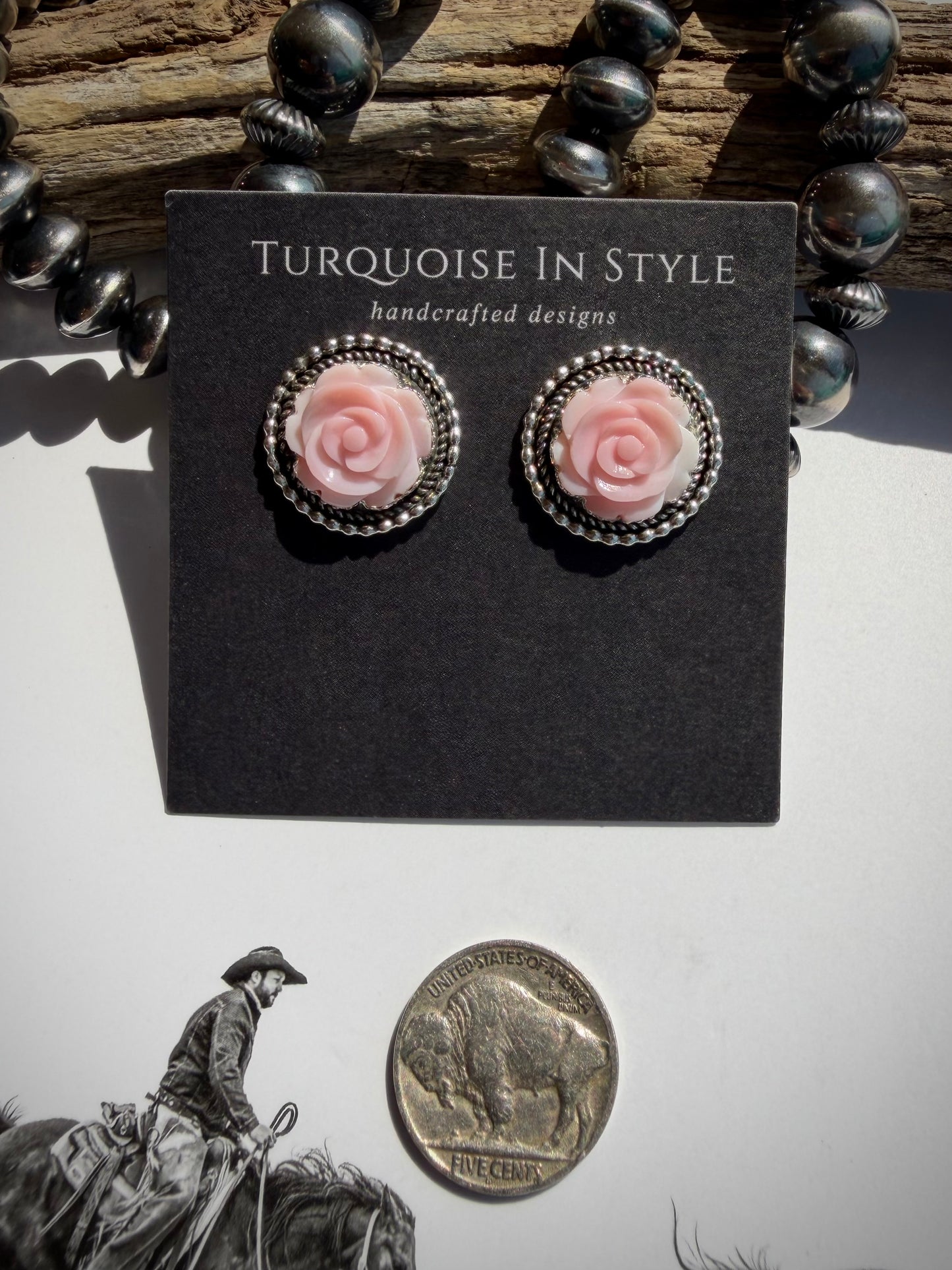 Pink Rose Earrings