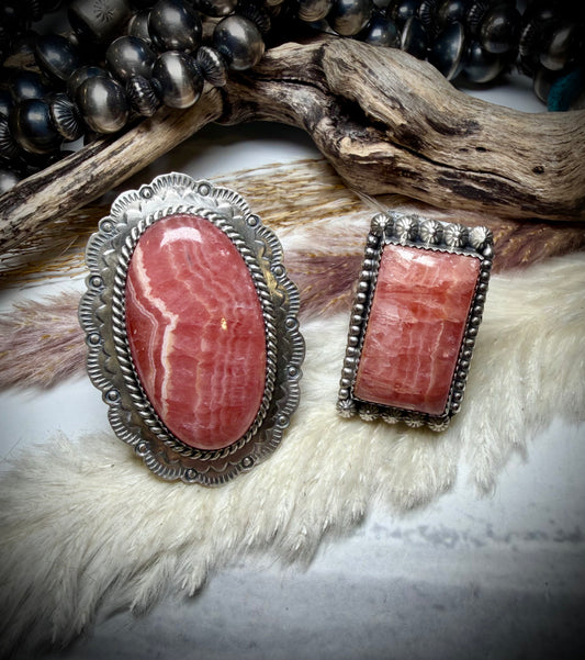 Adjustable Rhodocrosite Rings