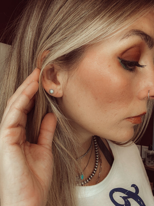 P Dub Pearl Stud Earrings