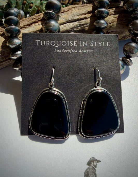 Black Onyx Dangle Earrings