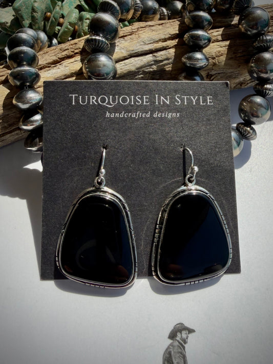 Black Onyx Dangle Earrings
