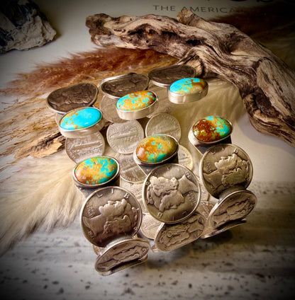 James McCabe Mercury Dime and Turquoise Cuff Bracelet