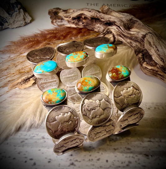 James McCabe Mercury Dime and Turquoise Cuff Bracelet