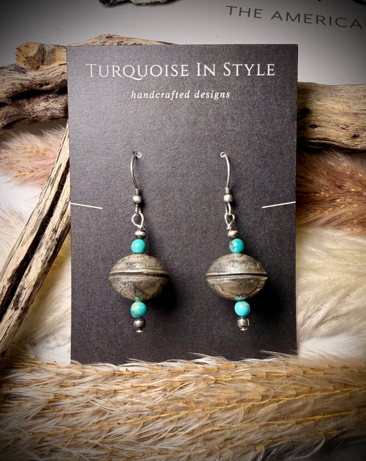 Mercury Dime Dangle Earrings with Turquoise.