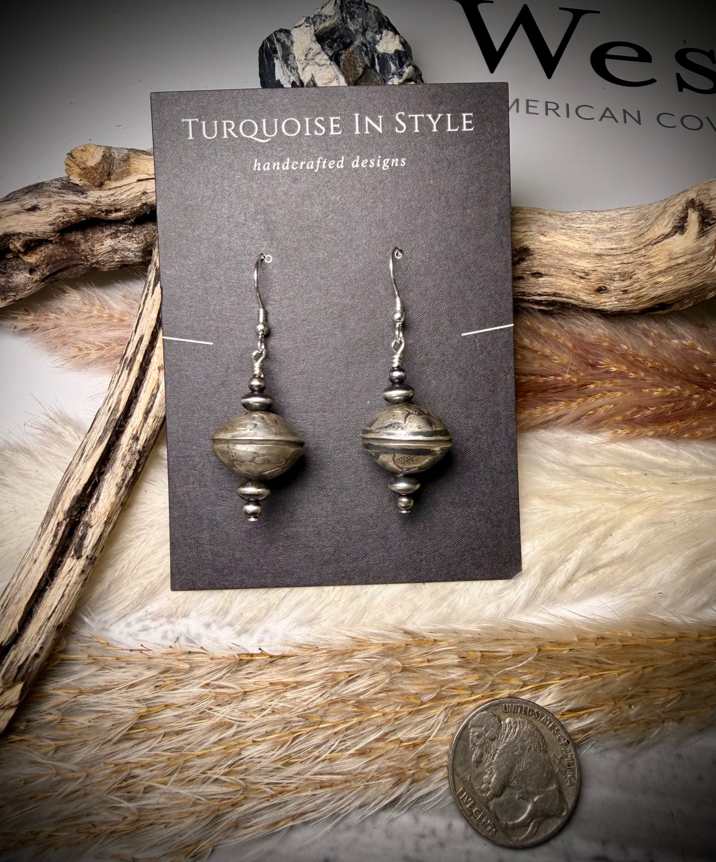 Mercury Dime Dangle Earrings with Sterling Saucers