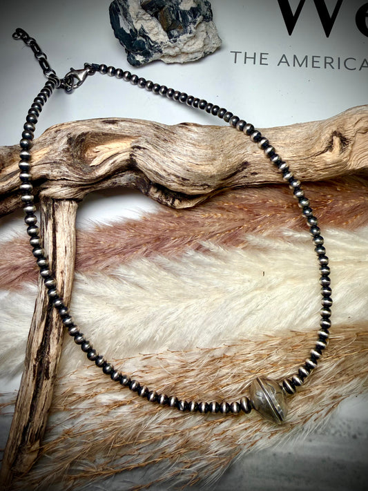 16" Sterling Pearl and Saucer with Mercury Dime Necklace