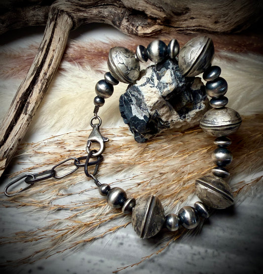 Mercury Dime Bracelet with Sterling Pearls and Saucers