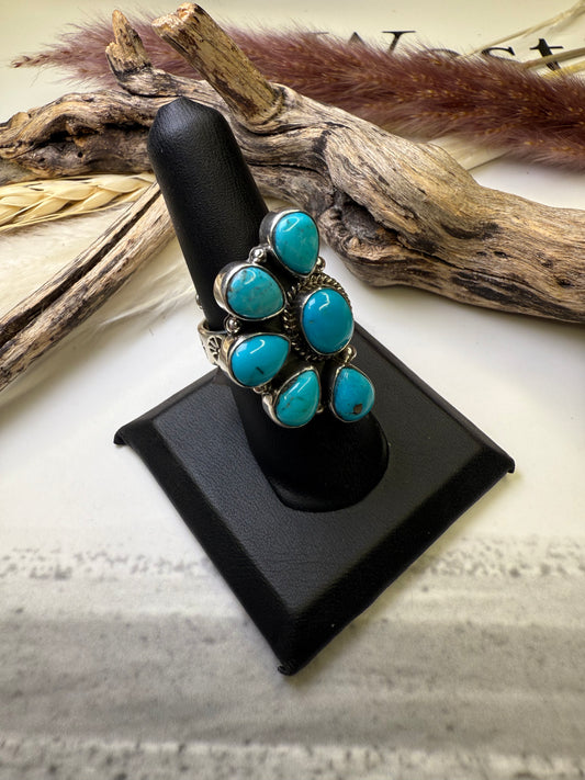 Half Cluster Adjustable Turquoise Ring