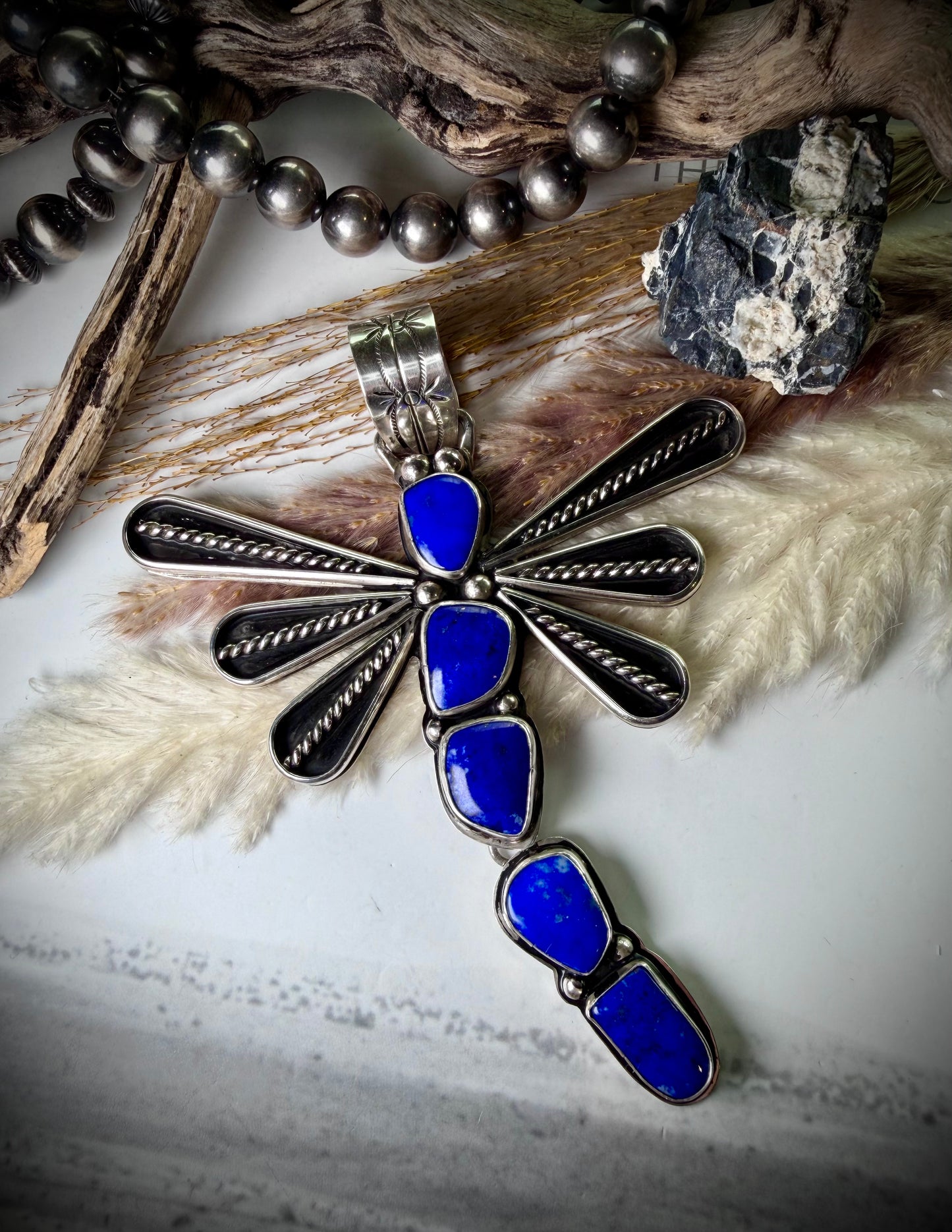 Megan Vaulted Lapis Dragonfly Pendant