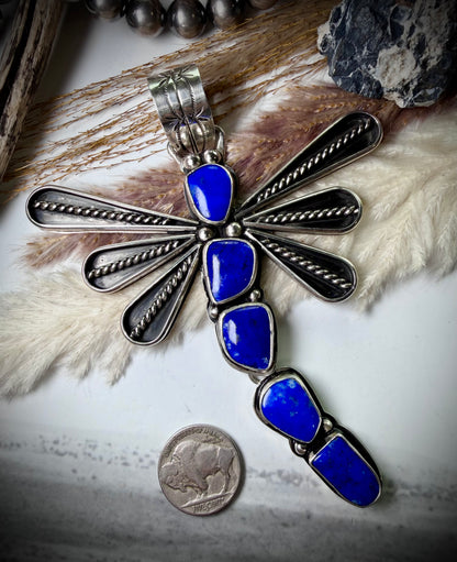 Megan Vaulted Lapis Dragonfly Pendant