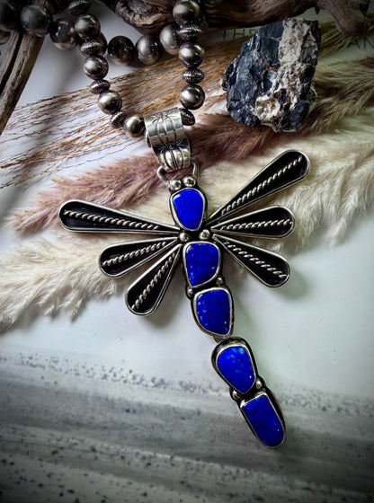 Megan Vaulted Lapis Dragonfly Pendant